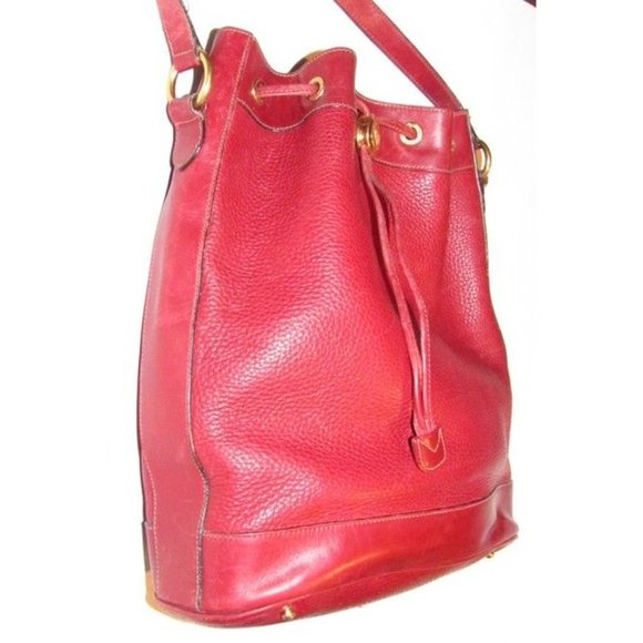 Gucci Xl Bucket Bag W Pebbled Drawstring W Smooth Trim True Red gold Accents L - Picture 7 of 12